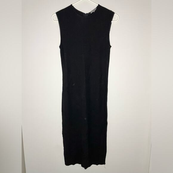Vince Black Midi Sleeveless Bodycon Dress Size 6 - Picture 1 of 5